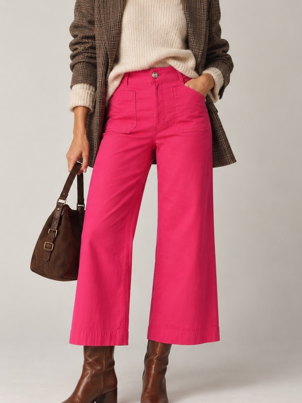 Anthropologie Maeve Colette High-Rise Wide-Leg Crop Linen Pants Pink Size 27 EUC